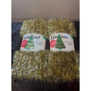 Vintage Gold Tinsel Christmas Garland 15 Ft 2-Pack  New Original Packaging